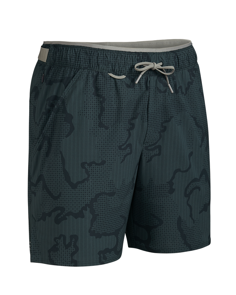 Front of EnduroTrainer Lined 7" Short in Dark Iron Blue/Grey Tonal