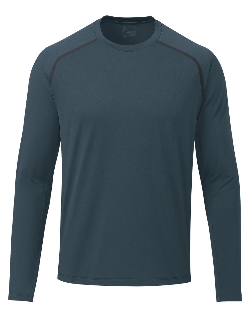 Front of TrailTrainer Long Sleeve Crew in Dark Flint Blue
