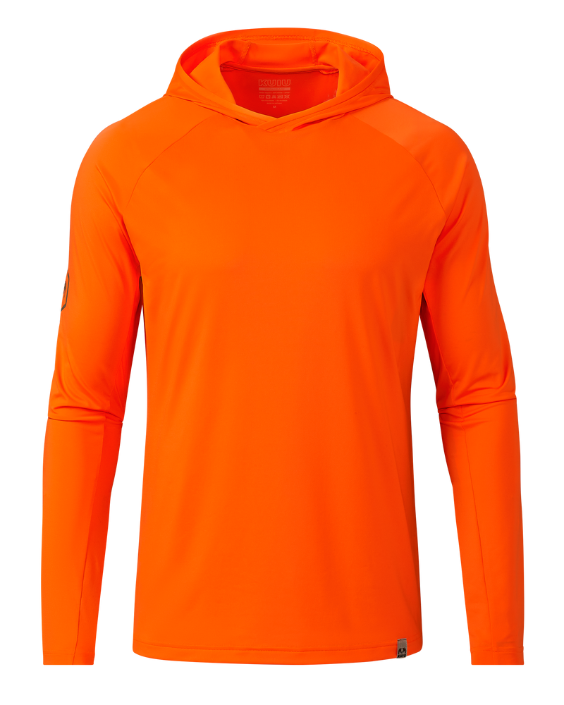 Front of Workgrade Sun Hoodie in Blaze Orange