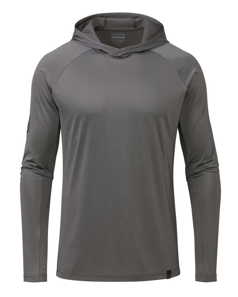 Front of Workgrade Sun Hoodie in Castle Rock Grey