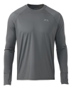 Front of Gila Long Sleeve Crewneck Shirt in Stone Grey