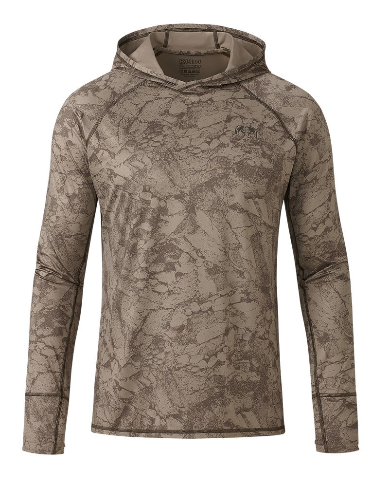 Front of Gila LS Hoodie Gritstone in Silt Gritstone