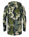 Back of Youth Gila Long Sleece Hoodie in Verde Camouflage