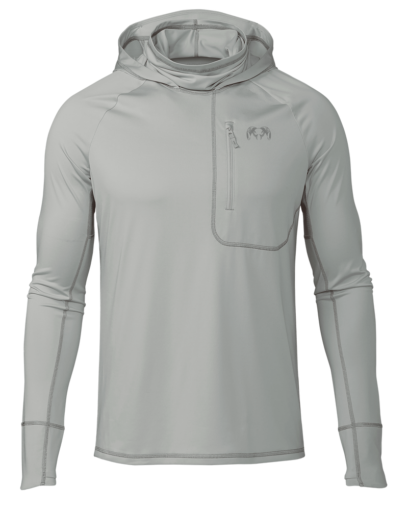 Front of Gila PRO LS Hoodie in Talus Grey
