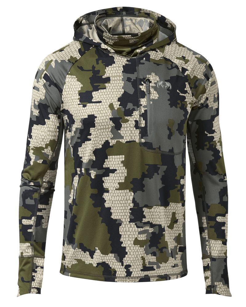 Front of Gila Pro Long Sleeve Hoodie in Verde Camouflage