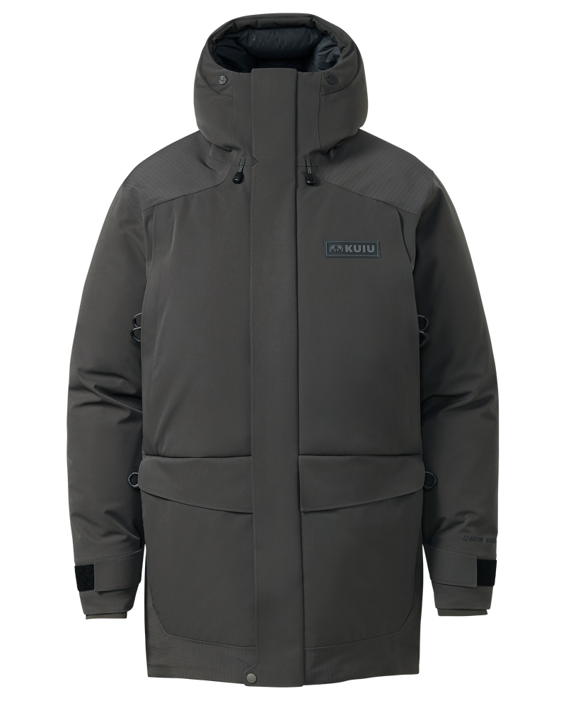 Front of Super Down Arktuk Parka in Asphalt Grey