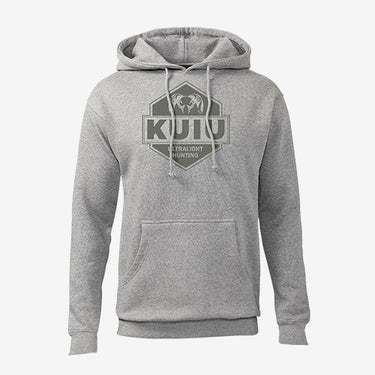 Front of KUIU Big Ram Hoodie in Heather Grey