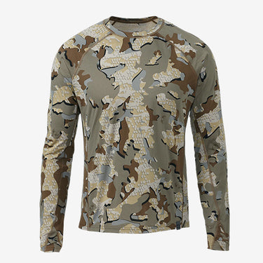 Front of Peloton 118 Long Sleeve Shirt in Valo Camouflage
