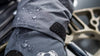 Close-up detail of water droplets on the cuffs of the Northridge Rain Jacket in Gunmetal Grey 