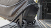 Close-up, side view of the XAD powder-coated aluminum frame and dual 3.5-inch wheels on the Waypoint 10000 Roller in Asphalt Grey
