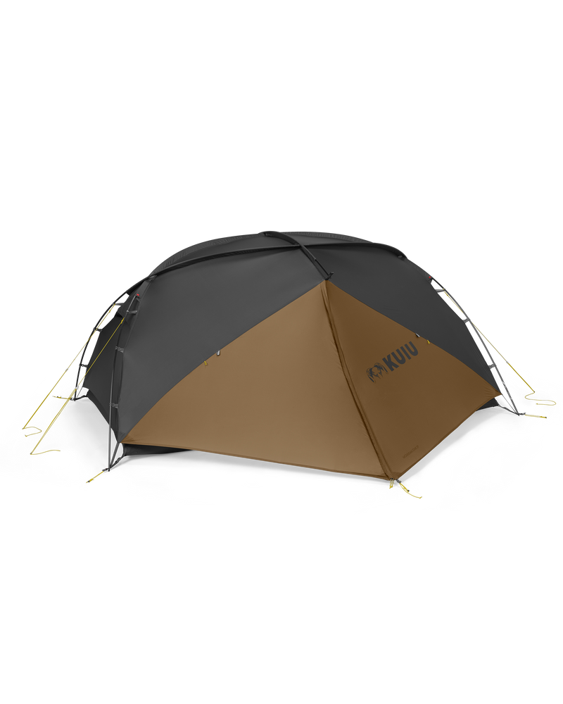 Front of Mountain Star Two Person Tent in Gunmetal Camel Color