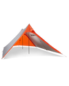 Front of Summit Refuge 3 Person Tent in Gunmetal Orange Color with Open Vestibule Doors