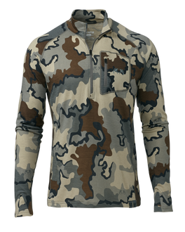 Front of ULTRA Merino 145 Zip-T Hunting Shirt in Vias Camouflage