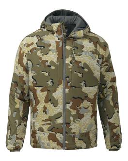Front of Kenai hooded Jacket in Valo Camouflage