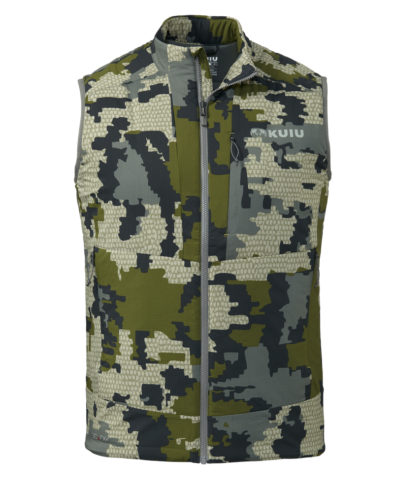 Front of Kenai Vest in Verde Camouflage