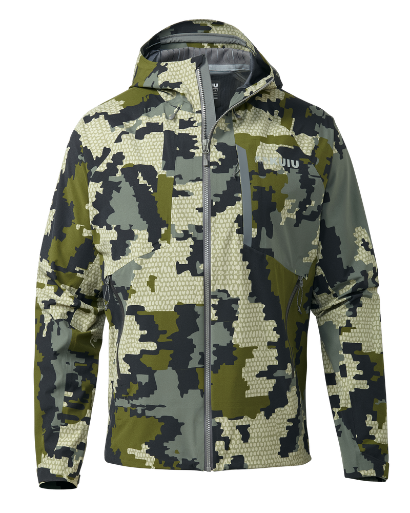 Front of Chugach TR Rain Jacket in Verde Camouflage