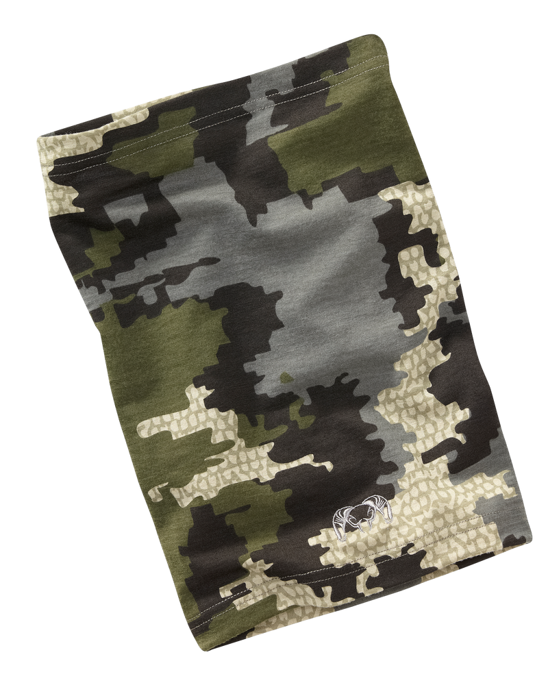 Flat lay front of ULTRA Merino 145 Neck Gaiter in Verde Camouflage
