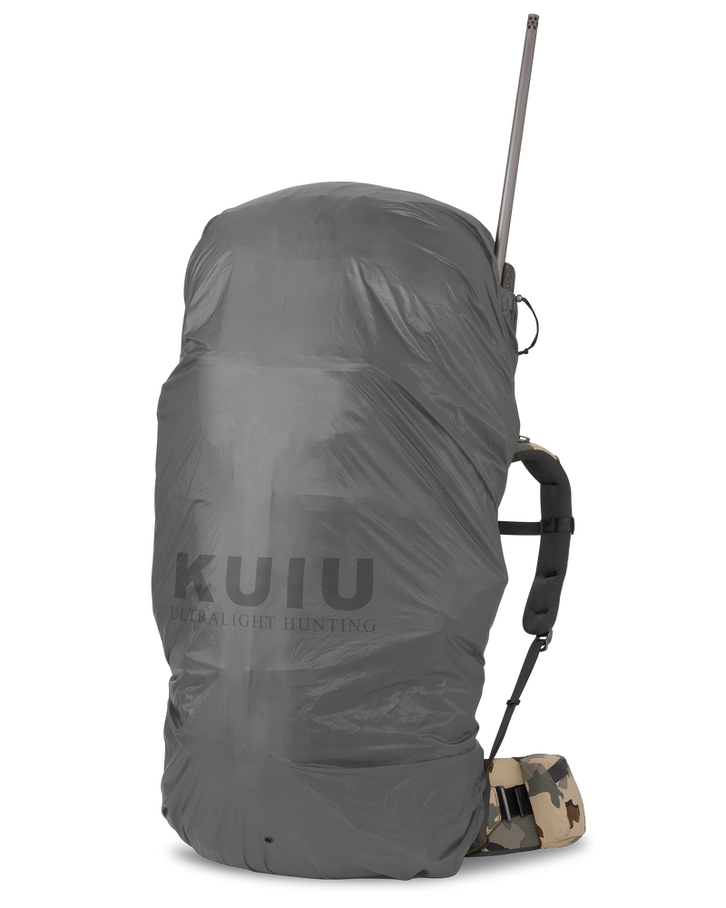 Front of Pack Rain Cover in Stone Grey Color