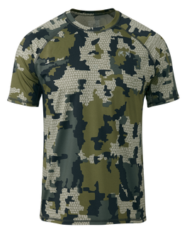 Front of Gila Short Sleeve Crewneck Shirt in Verde Camouflage