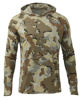 Front of Gila Long Sleeve Hoodie Shirt in Valo Camouflage